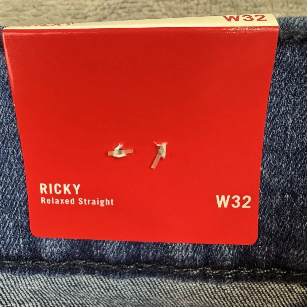 True Religion Ricky Jeans Men's 32 NWT Relaxed Straight Grgd Offset Blue Denim